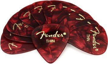 Набір медіаторів Fender 351 Premium Celluloid Red Moto Thin