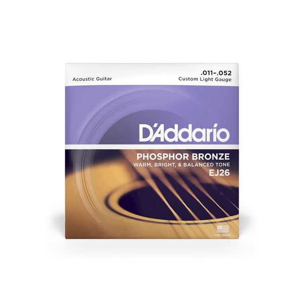 Струны для акустической гитары D'Addario EJ26 Phosphor Bronze Custom Light (11-52)