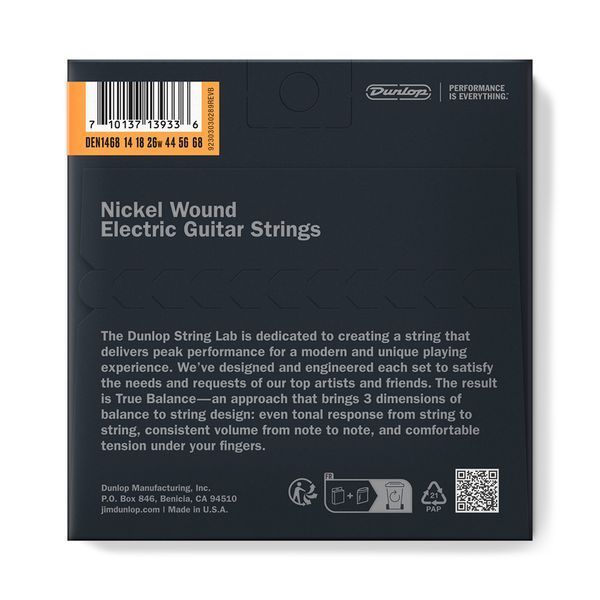 Струны для гитары DUNLOP DEN1468 NICKEL WOUND ELECTRIC BARITONE GUITAR STRINGS (14-68)