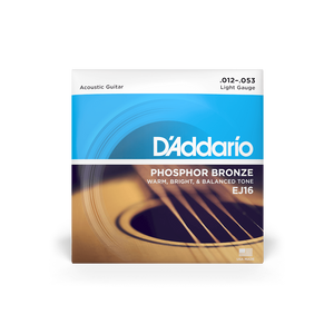 Струни для акустичної гітари D'ADDARIO EJ16 Phosphor Bronze Regular Light (12-53)