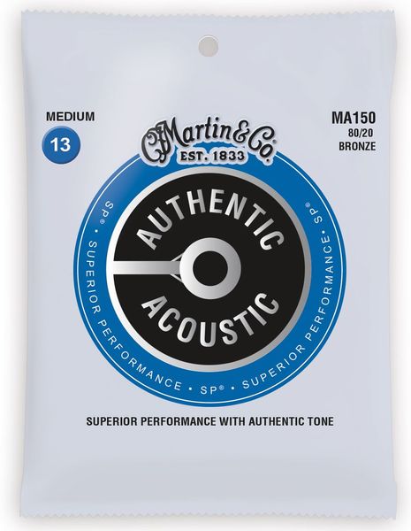 Струны для акустической гитары MARTIN MA150 Authentic Acoustic SP 80/20 Bronze Medium (13-56)