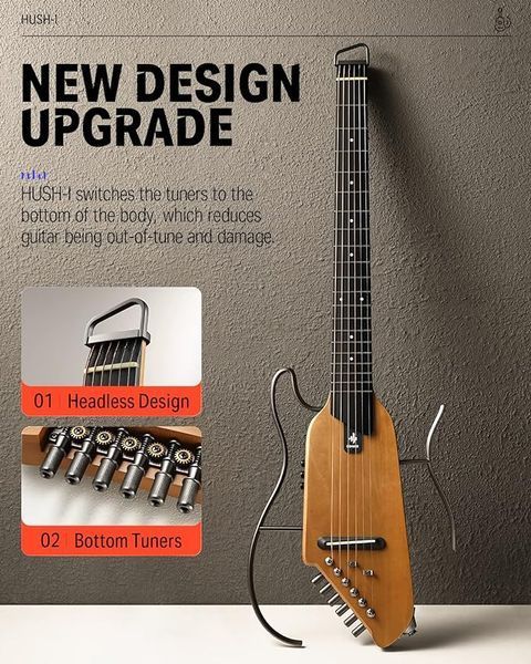 Електроакустична безкорпусна гітара Donner Music HUSH-Ⅰ Silent Guitar Maple Natural EC1780