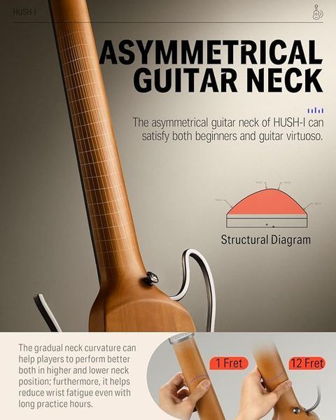 Електроакустична безкорпусна гітара Donner Music HUSH-Ⅰ Silent Guitar Maple Natural EC1780