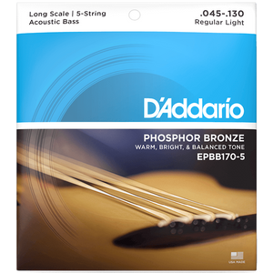 Струни для бас-гітари D'ADDARIO EPBB170-5 Acoustic Bass Phosphor Bronze Light 5-String (45-130)