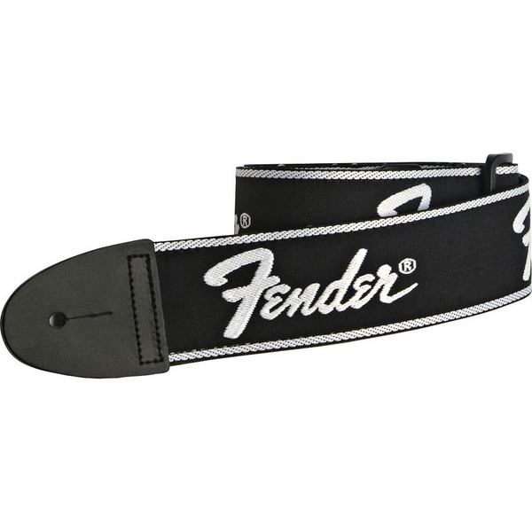 Ремінь гітарний Fender Woven Running Logo Black Sil