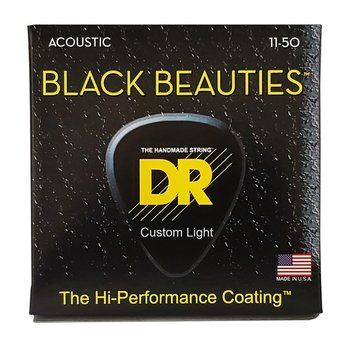 Струни для акустичної гітари DR Strings Black Beauties Acoustic - Custom Light (11-50)