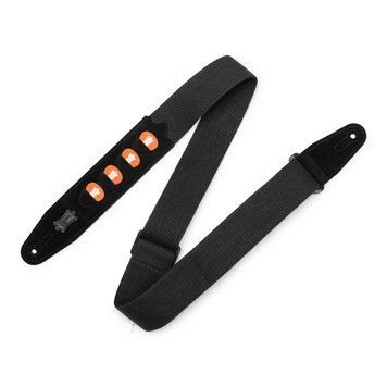 Гітарний ремінь Levy's MC2PH-BLK 2&Prime; Black Cotton Pick Holder Guitar strap