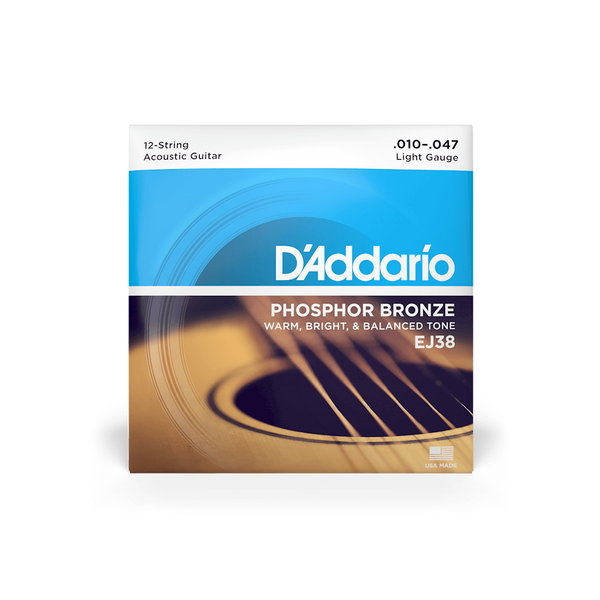 Струни для акустичної гітари D'ADDARIO EJ38 Phosphor Bronze Regular Light 12-String (10-47)