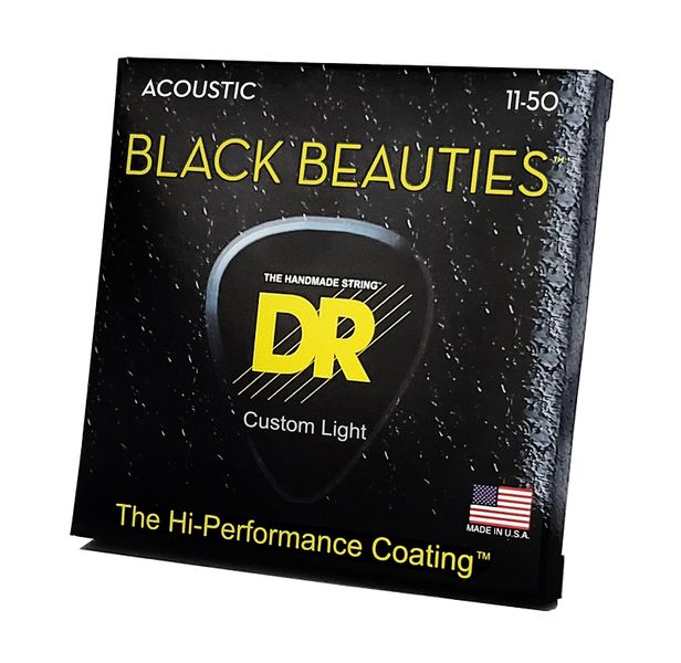 Струни для акустичної гітари DR Strings Black Beauties Acoustic - Custom Light (11-50)