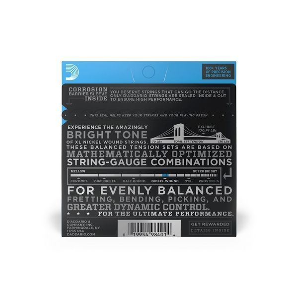 Струны для электрогитары D'ADDARIO EXL110BT XL Nickel Wound Balanced Tension Regular Light (10-46)