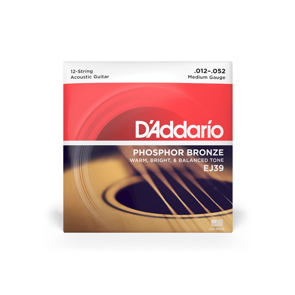 Струни для акустичної гітари D'ADDARIO EJ39 Phosphor Bronze MEDIUM 12-STRING (12-52)