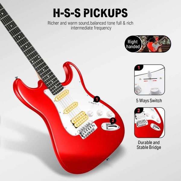 Гітарний набір Donner Music DST-100 Sunburst Electric Guitar Red EC1166 + чохол та аксесуари