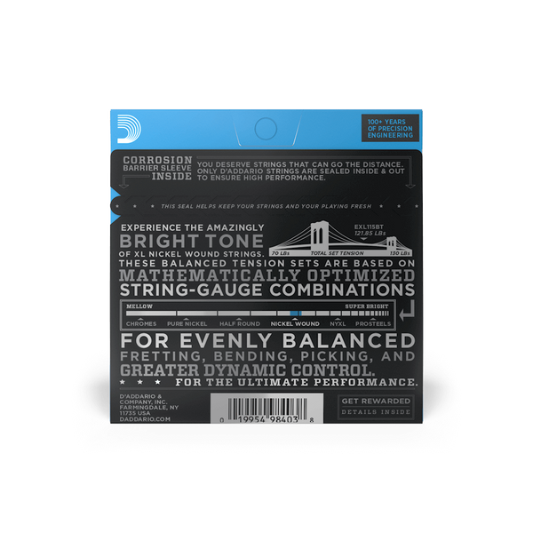 Струны для электрогитары D'ADDARIO EXL115BT XL Nickel Wound Balanced Tension Medium (11-50)