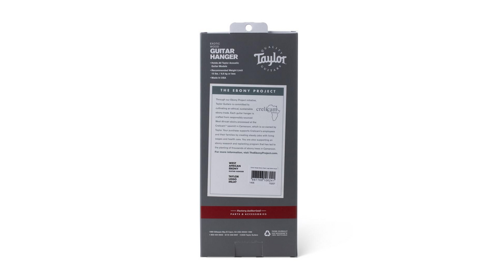 Держатель гитарный настенный Taylor Guitar Wall Hanger Ebony Acrylic Logo Inlay