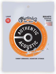 Струни для акустичної гітари MARTIN MA540FX Authentic Acoustic Flexible Core 92/8 Phosphor Bronze Light - Tommys Choice (12-54)