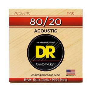 Струни для акустичної гітари DR Strings HI-Beam Acoustic 80/20 Bronze - Custom Light (11-50)