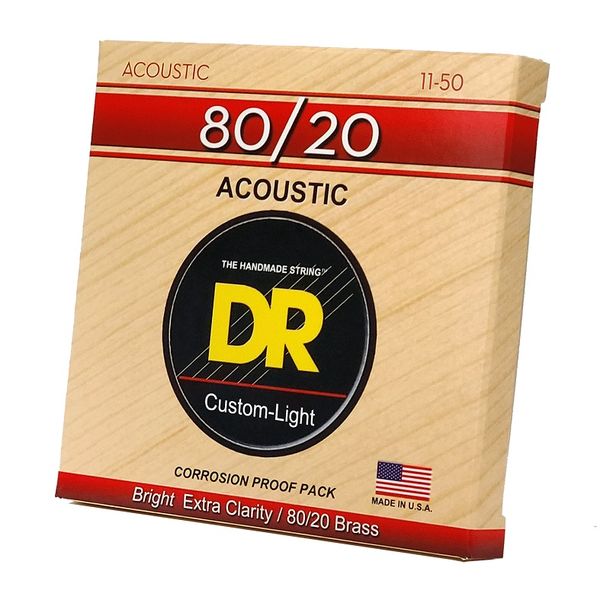 Струни для акустичної гітари DR Strings HI-Beam Acoustic 80/20 Bronze - Custom Light (11-50)