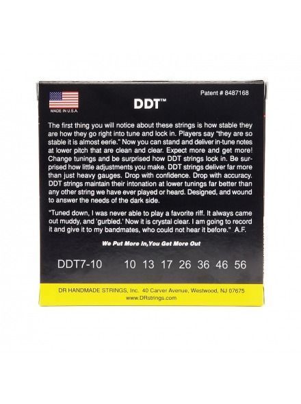 Струни для електрогітари DR Strings DDT Drop Down Tuning Electric - Medium 7 String (10-56)