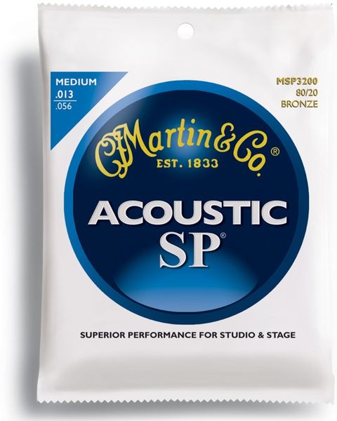 Струны для акустической гитары MARTIN MSP3200 SP Acoustic 80/20 Bronze Medium (13-56)
