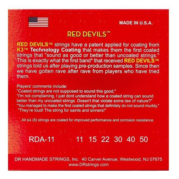 Струни для акустичної гітари DR Strings Red DEVILS Acoustic - Custom Light (11-50)