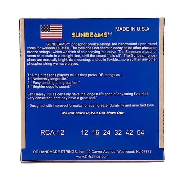 Струни для акустичної гітари DR Strings Sunbeam Acoustic Phosphor Bronze - Light (12-54)