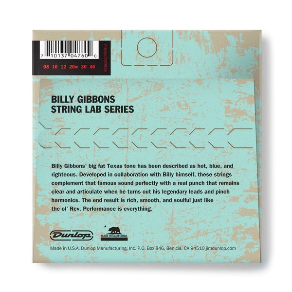 Струни для електрогітари DUNLOP RWN0840 String Lab Series Billy Gibbons Guitar String (08-40)