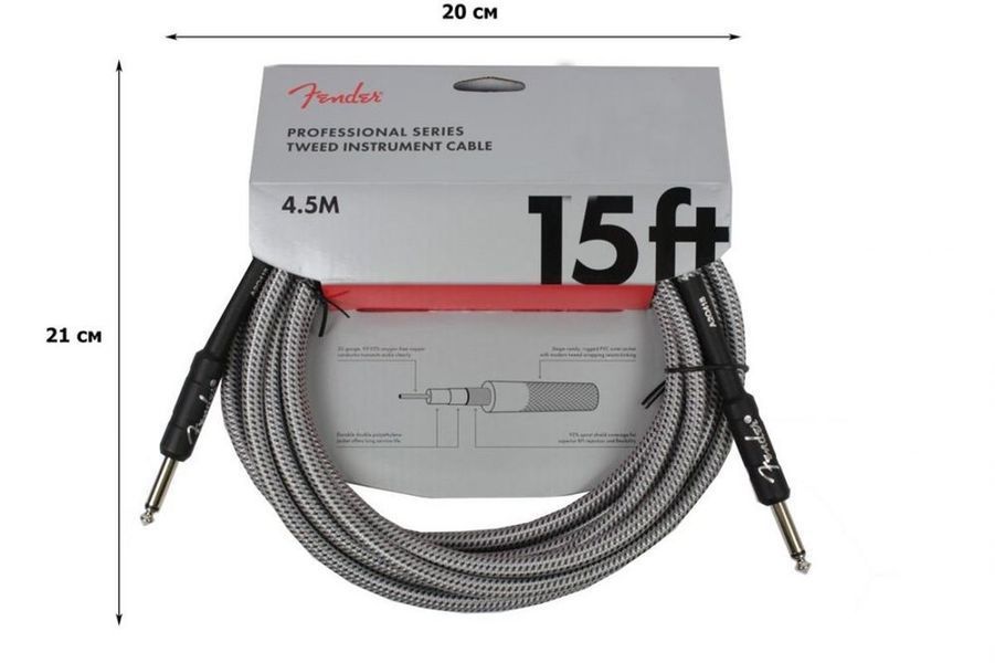 Кабель інструментальний Fender Cable Professional Series 15' White Tweed