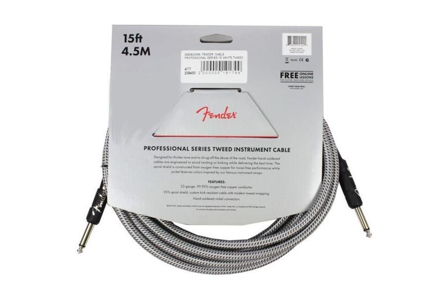 Кабель інструментальний Fender Cable Professional Series 15' White Tweed
