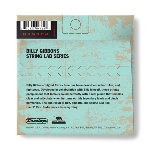 Струни для електрогітари DUNLOP RWN0942 STRING Lab Series Billy Gibbons Guitar String (09-42)