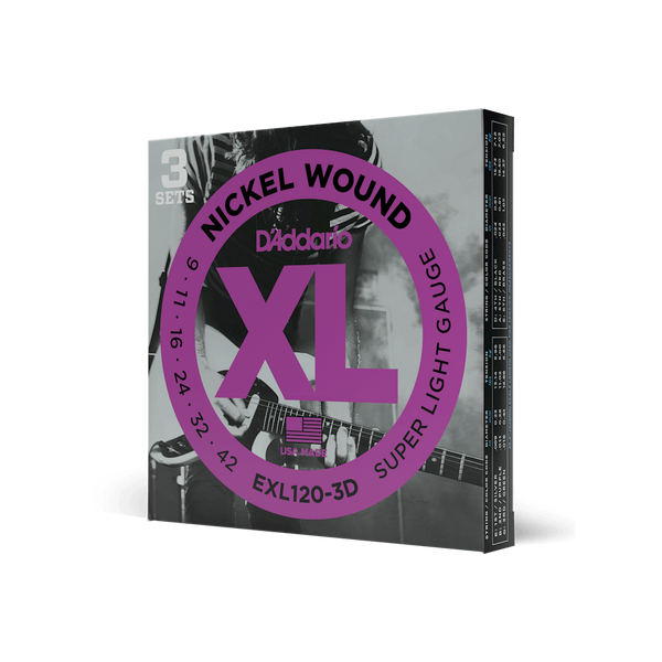 Струны для электрогитары D'ADDARIO EXL120-3D XL Nickel Wound Super Light (09-42) - 3 SET