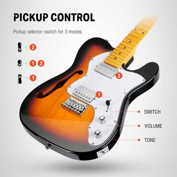 Гітарний набір Donner Music DJC-1000S Sunburst Electric Guitar EC1407 + чохол та аксесуари