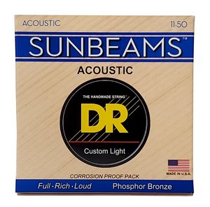 Струни для акустичної гітари DR Strings Sunbeam Acoustic Phosphor Bronze - Custom Light (11-50)