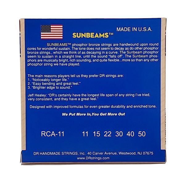 Струни для акустичної гітари DR Strings Sunbeam Acoustic Phosphor Bronze - Custom Light (11-50)
