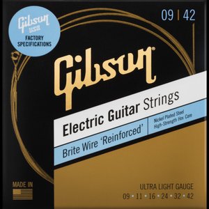 Струны для электрогитары GIBSON SEG-BWR9 Brite Wire Reinforced 9-42 Ultra Light