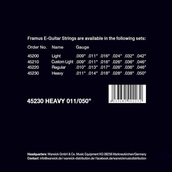 Струни для електрогітари FRAMUS 45230 Blue Label Heavy (11-50)