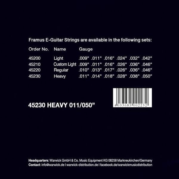 Струни для електрогітари FRAMUS 45230 Blue Label Heavy (11-50)