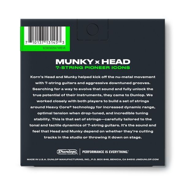 Струни для електрогітари Dunlop KRHCN10657 Heavy Core Korn Guitar Strings (10-65)