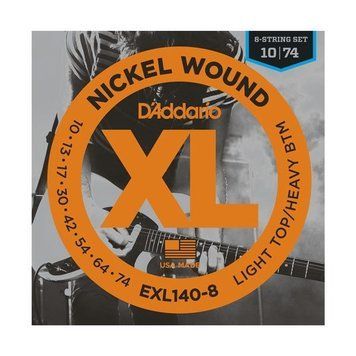 Струни для електрогітари D'ADDARIO EXL140-8 XL Nickel Wound Light Top/Heavy Bottom 8-String (10-74)