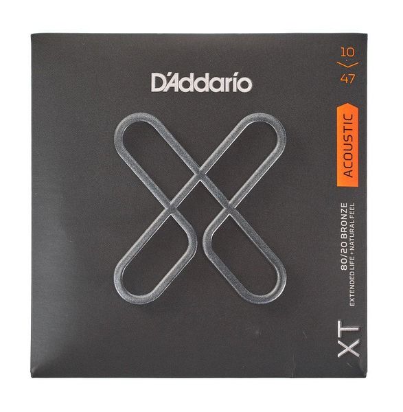 Струны для акустической гитары D'ADDARIO XTABR1047 XT 80/20 Bronze Extra Light (10-47)