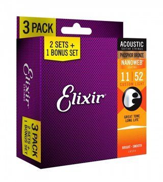 Струни для акустичної гітари Elixir PB NW CL (3 Pk)
