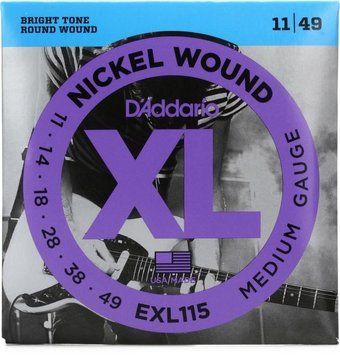 Струни для електрогітари D'ADDARIO EXL115 XL Nickel Wound Medium (11-49)