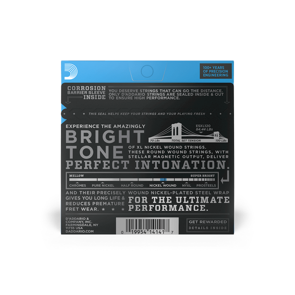 Струни для електрогітари D'ADDARIO ESXL120 XL Nickel Wound Super Light Double Ball End (09-42)