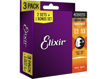 Струни для акустичної гітари Elixir PB NW L (3 Pk)