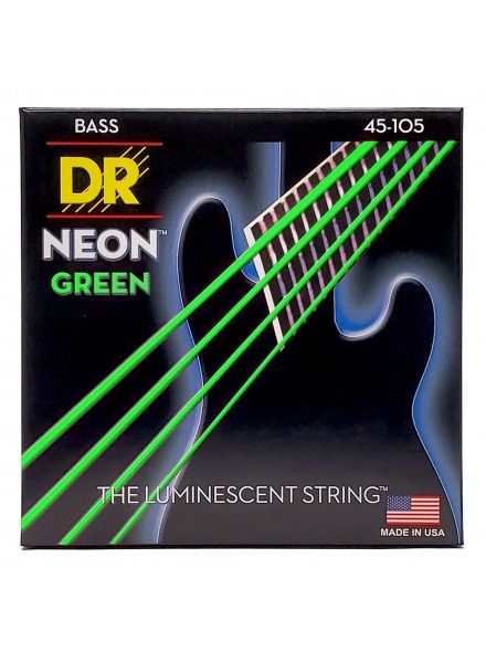 Струны для бас-гитары DR Strings Neon Green Bass - Medium (45-105)