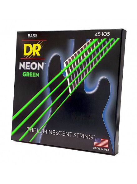 Струны для бас-гитары DR Strings Neon Green Bass - Medium (45-105)