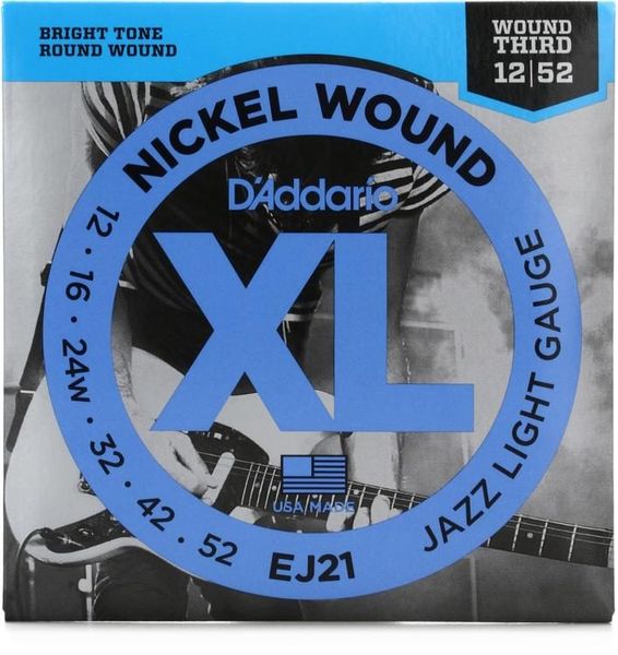 Струны для электрогитары D'ADDARIO EJ21 XL Nickel Wound Jazz Light (12-52)